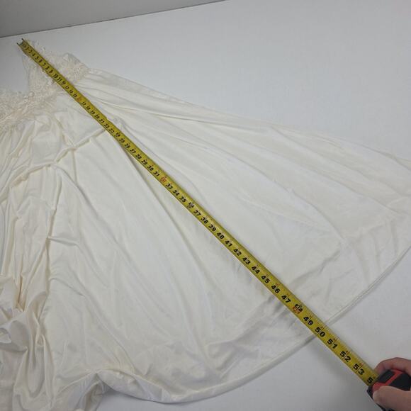 Shadowline Nightgown Womens Medium Ivory Lace Bodice Long Maxi Sleepwear V-Neck - Picture 14 of 16